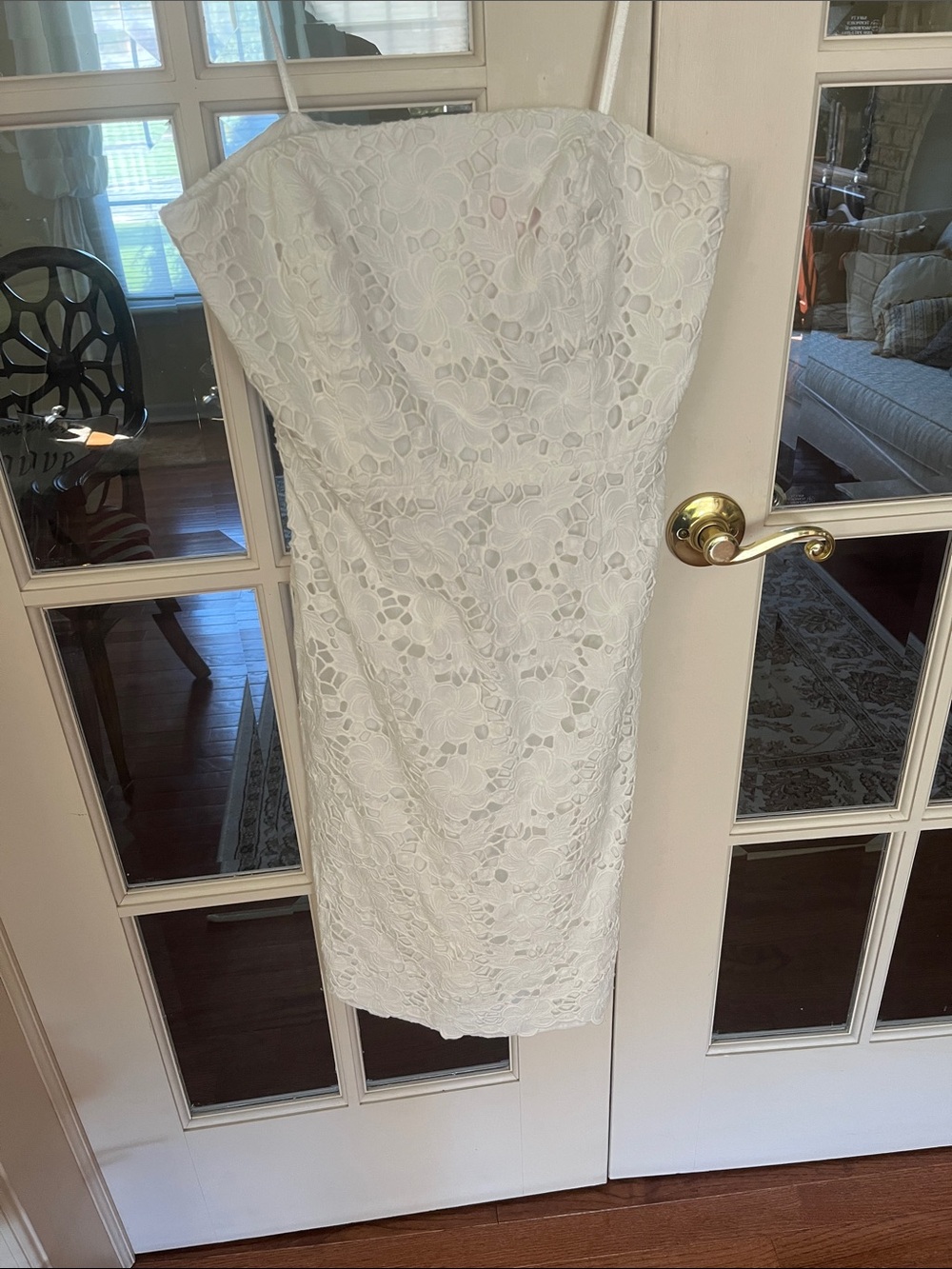 Lilly Pulitzer White Strapless Lace Sheath Dress